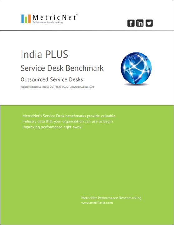 Service Desk Benchmark PLUS – India – Outsourced